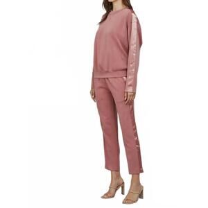 NEW FATE contrast satin lounge set in rose